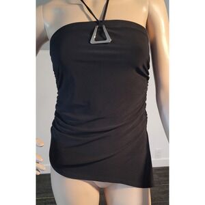 Digital Clothing  Medium Polyester Strapless Black Top  with Silver Clasp GTT308